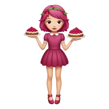 Raspberry torte human girl full body and legs with a raspberry barrette on her hair without a cake sticker