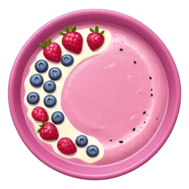 Pastel pink smoothie bowl with berries, clean overhead view sticker