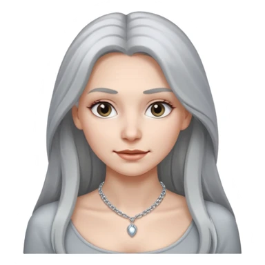 Female with Silver Necklace, grey skin,long hair, more bright silver, different expressions. sticker