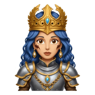 realistic cinematic actress Cher in baroque styling with dirty damaged armor in a forest sticker