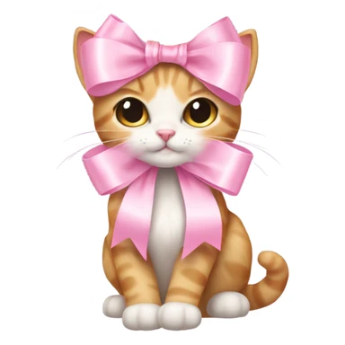 light pink ribbon bow on cat sticker