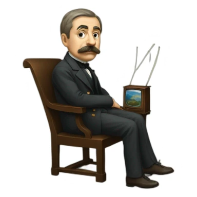 Ferdinand-de-Saussure-watching-television sticker
