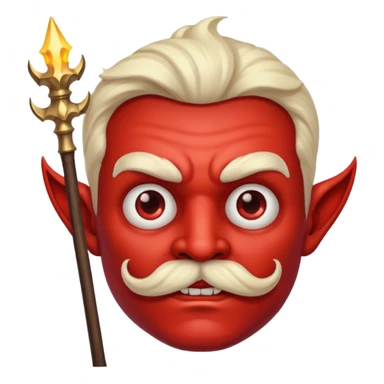 human colored demon with mustache and wand sticker