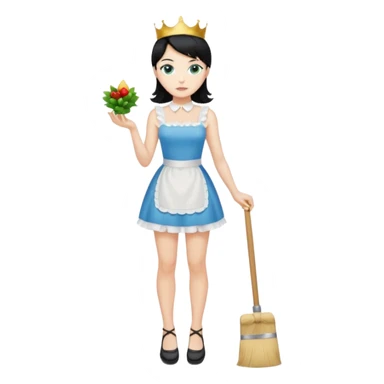King, black hair, body, legst, blue eyes, shoes, maid blonde hair, green eyes, sexy short sleveless White dress, shoes sticker