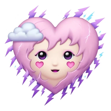 pastel goth heart with cloud and lightning sticker