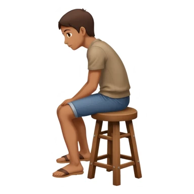 a person sitting on  stool with straight back turn. sticker