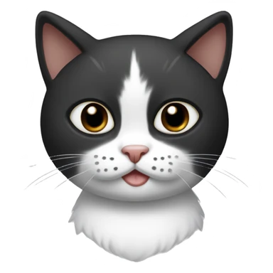 Ruxito cat with half white and half black nose and black heart with whit stomach an white front paws sticker