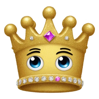 glittery crown with sad face and sad eyes on the crown a crown emoji  sticker