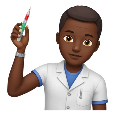 African man putting needle in his arm for medicine reason  sticker