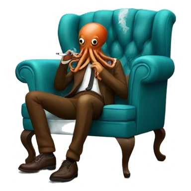 Octopus smoking a cigarette in chair sticker