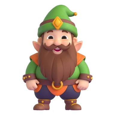 3D emoji style dwarf with a happy-go-lucky expression, inspired by Snow White's seven dwarfs sticker