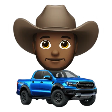 Blue Ford ranger raptor with cowboy hat sticker