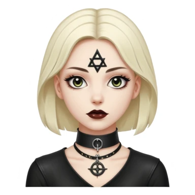 Leather choker with occult symbol on pale neck, dominance and devotion sticker