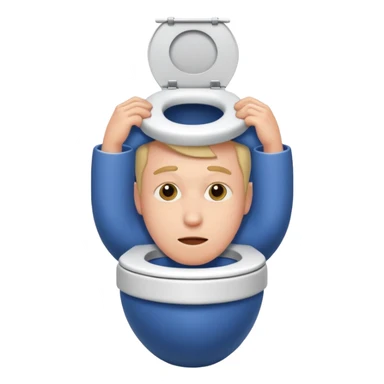 A man sticking his head out of a toilet sticker