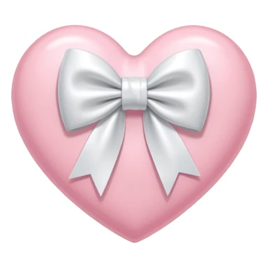 Light pink heart with white ribbon bow sticker