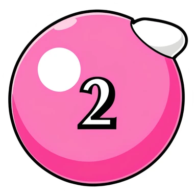 pink billiard ball with the number 23 inside a white circle sticker