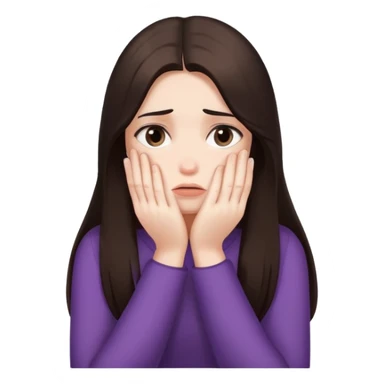  girl ashamed of herself of hiding face in hands with long dark brown hair sticker