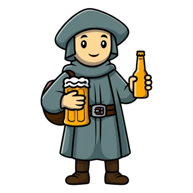 medieval pilgrim with bottle of beer sticker