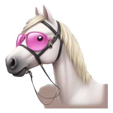 A girl with pink glasses on a horse sticker