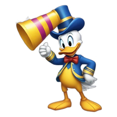 donald duck going to party with party poppers sticker