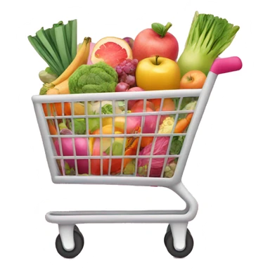 pink shopping cart full of healthy foods sticker