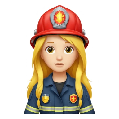 girl fireman with long yellow hair sticker
