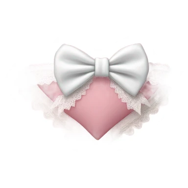 rococo Pastel pink heart with white bow with lace and frills  sticker