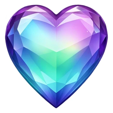 Gradient iridescent purple indigo blue cyan green crystal heart sticker