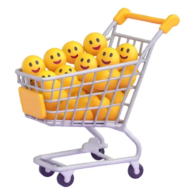 shopping cart, 3D emoji style sticker