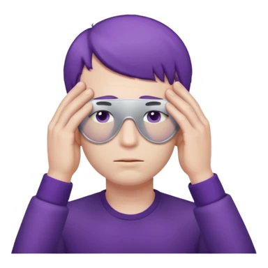 men with purple short hair which cover eyes sticker