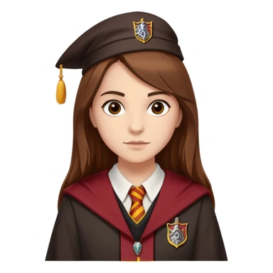 Georgina Leonidas is Katie Bell in harry potter, wear hogwarts gryfindor uniform, medium-to-long, straight brown hair, a practical and natural look, light skin sticker