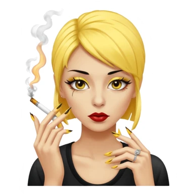 Baddie smoking yellow face with lashes and nails  sticker