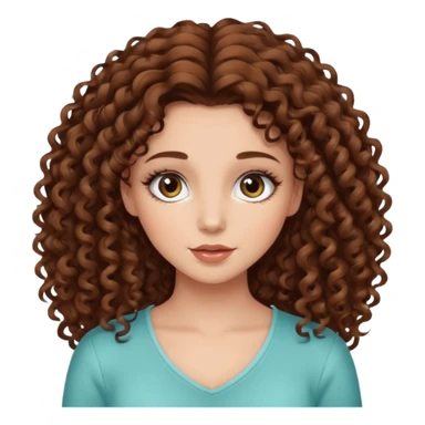 Girl with brown curly hair and long lash extensions mega volume sticker