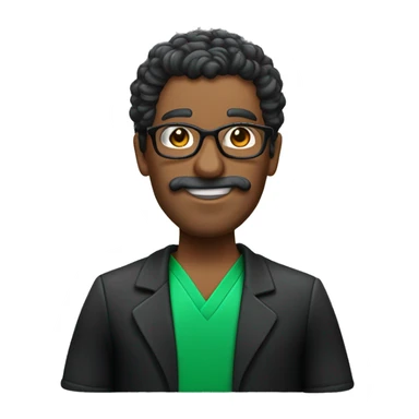 Professor de zumba, moreno, cabelo liso de lado, óculos escuro, blusa banca com verde, bermuda preta. sticker