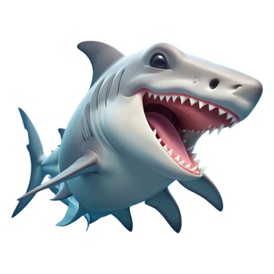 Cinematic Cute Yawning Hammerhead Shark Portrait Emoji, Head tilted slightly with a dramatic, wide-open yawn, showcasing its unique hammer-shaped head with relaxed, drooping fins and sleepy, half-closed eyes, Simplified yet irresistibly adorable features, highly detailed, glowing with a soft, cozy oceanic glow, high shine, relaxed yet expressive, stylized with a hint of whimsical aquatic ease, soft glowing outline, capturing the essence of a drowsy yet affectionate hammerhead that appears ready to stretch and yawn its way out of the screen! sticker