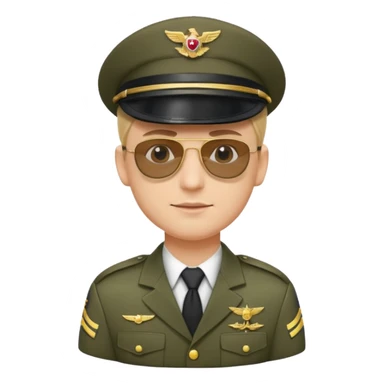 Officer with peaked cap + aviator sunglasses, half body sticker