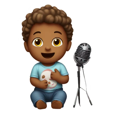 A singing baby on stage having his first talent sticker