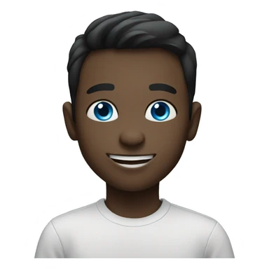 smiling boy in black shirt with blue eyes sticker