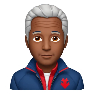 Jeffery Epstein with dark blue jacket and red logo  sticker