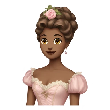 vintage rococo mixed woman with brown hair in a light pink gown  sticker