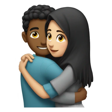 A brunett girl hugging a arab boy  sticker