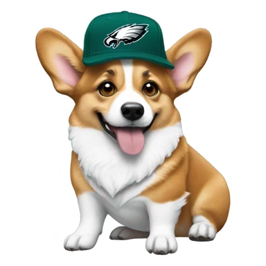 Corgi wearing a Philadelphia Eagles hat sticker