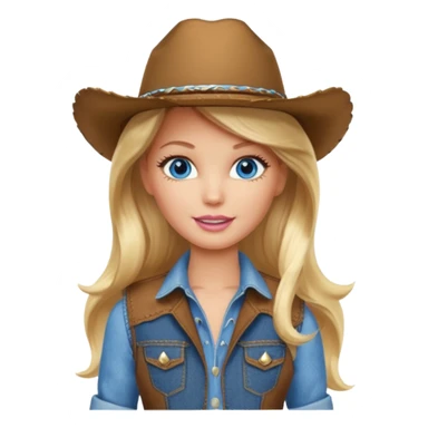 Barbie cowgirl with long blonde hair and blue eyes sticker