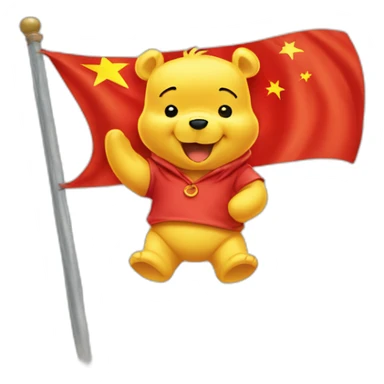 Winnie the pooh with china country flag sticker