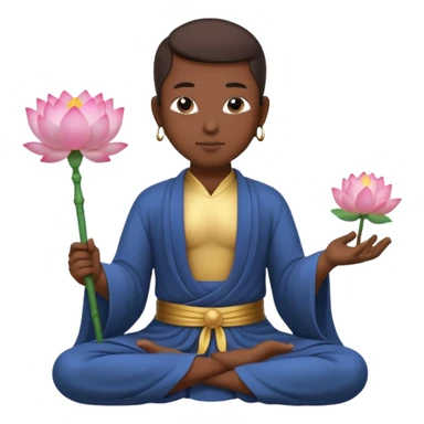 asian man with lotus, scepter, buddhism, lotus sticker