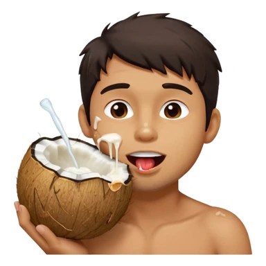 Handsome man licking a dripping coconut  sticker