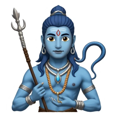 Mahadev real god  shiv not like cartoon  blue body and trishul and and had damru and nack around sanke  sticker