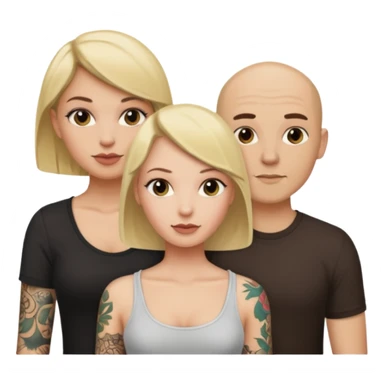 throuple blonde female brunette females bald tattoed male sticker