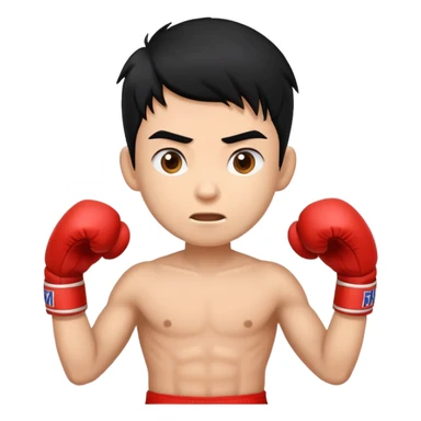 Create emoji similar to Naruto but Muay Thai boy with a lot of hair on his head. Funny and brave  sticker