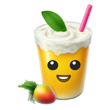 A mango mango yogurt, Boba with tapioca sitting on a grass lawn sticker